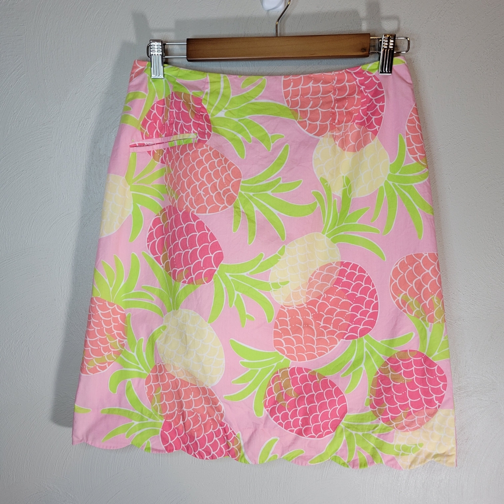 Lilly Pulitzer A-Line Skirt Pink and Green Pineapples - Ladies Size 6